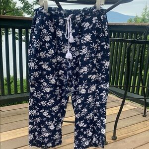 Navy Floral womens Casual Pants, Lauren